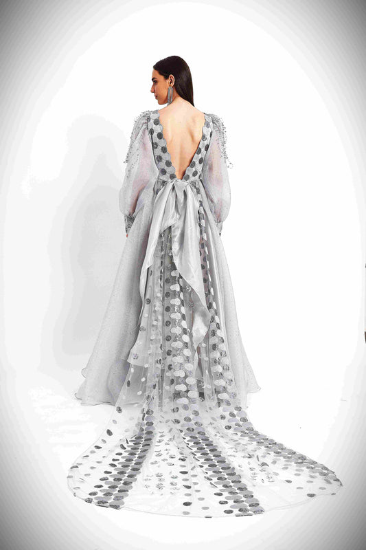 Silver Eclipse Gown – A Daring Statement in Metallics
