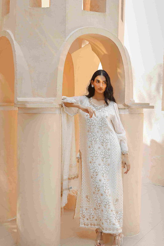Musk Golden Serenity Lucknowi Kurti Set