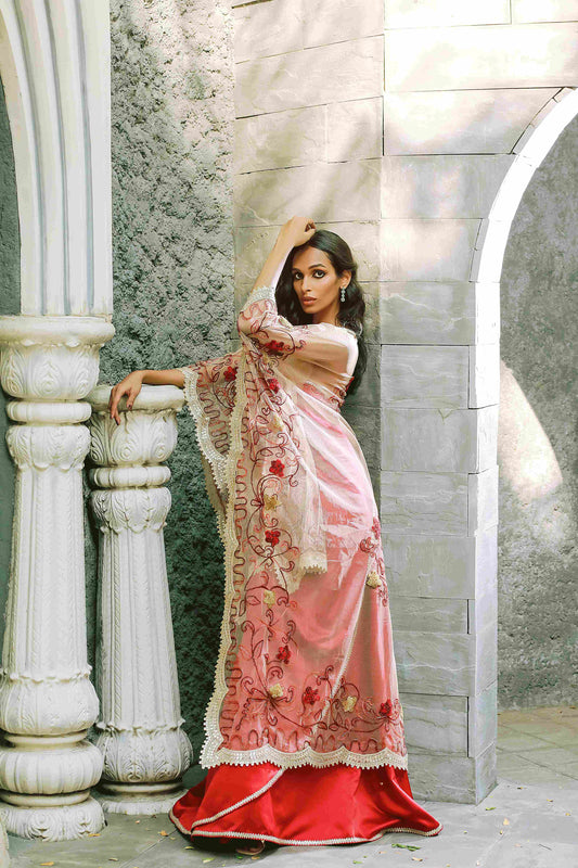 Zafran Scarlet Lehenga – A Bold Celebration of Tradition